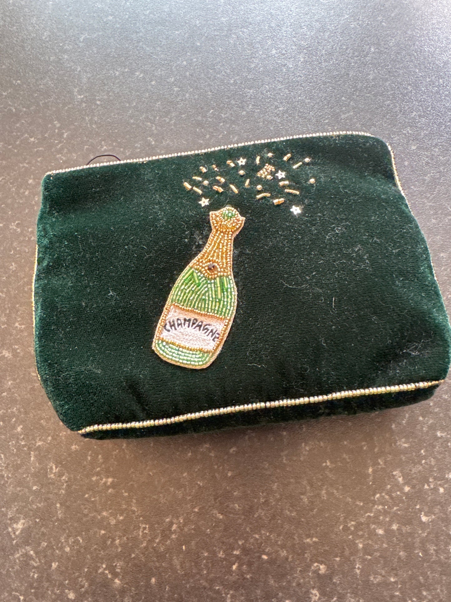 Beaded Champagne Make-Up Bag