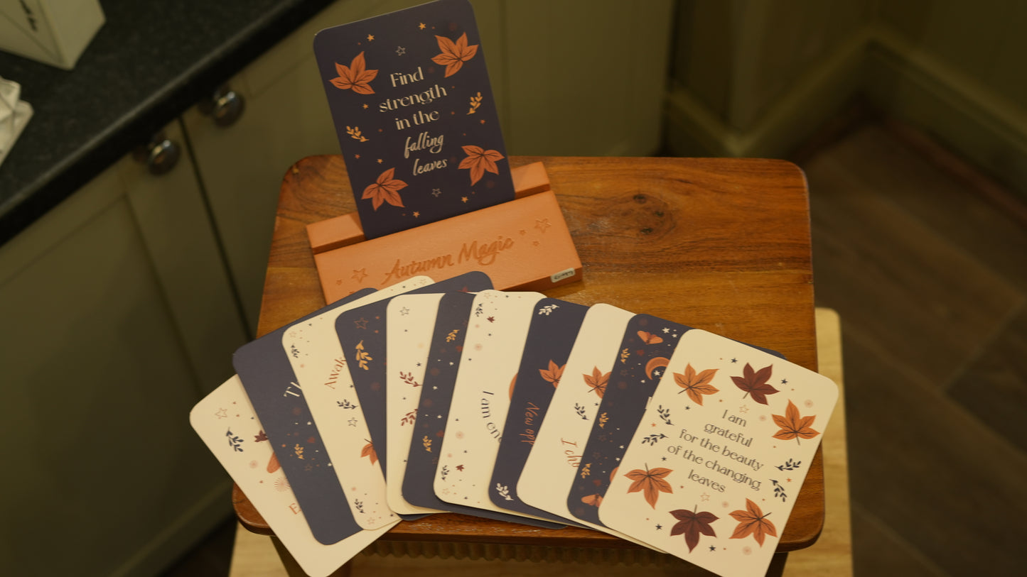 Autumn Magic Affirmation Cards with Wooden Stand