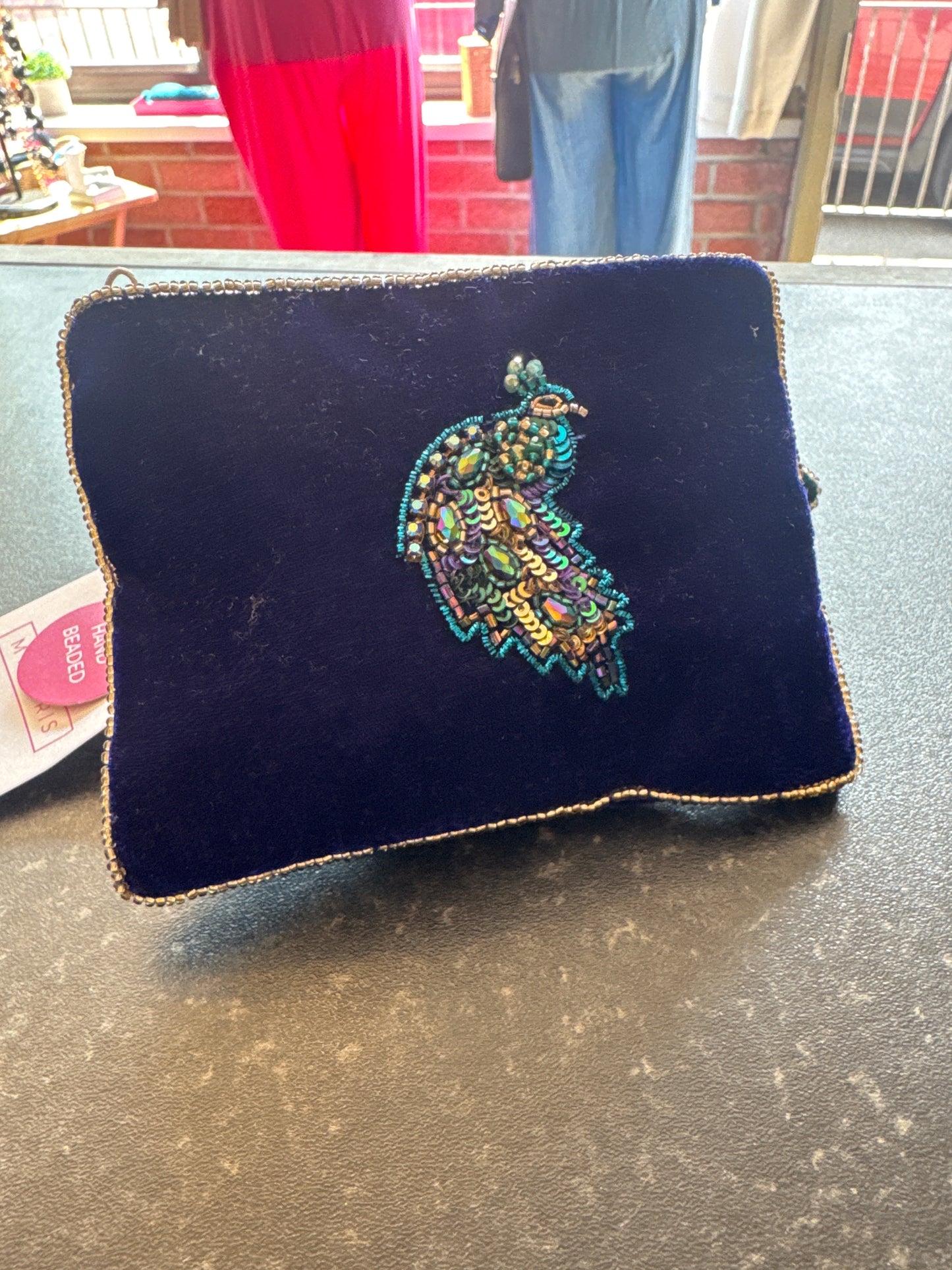 Beaded Peacock Pouch