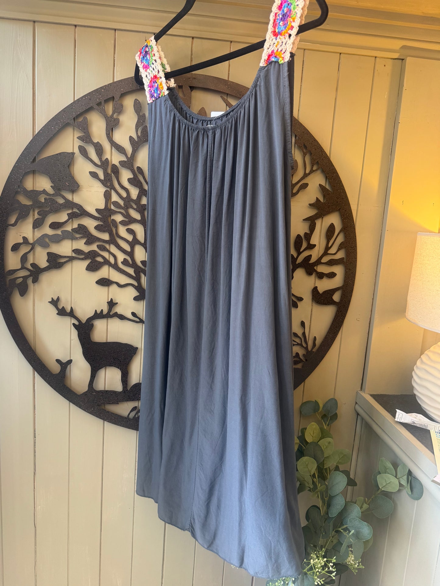 Grey Crochet Strap Dress