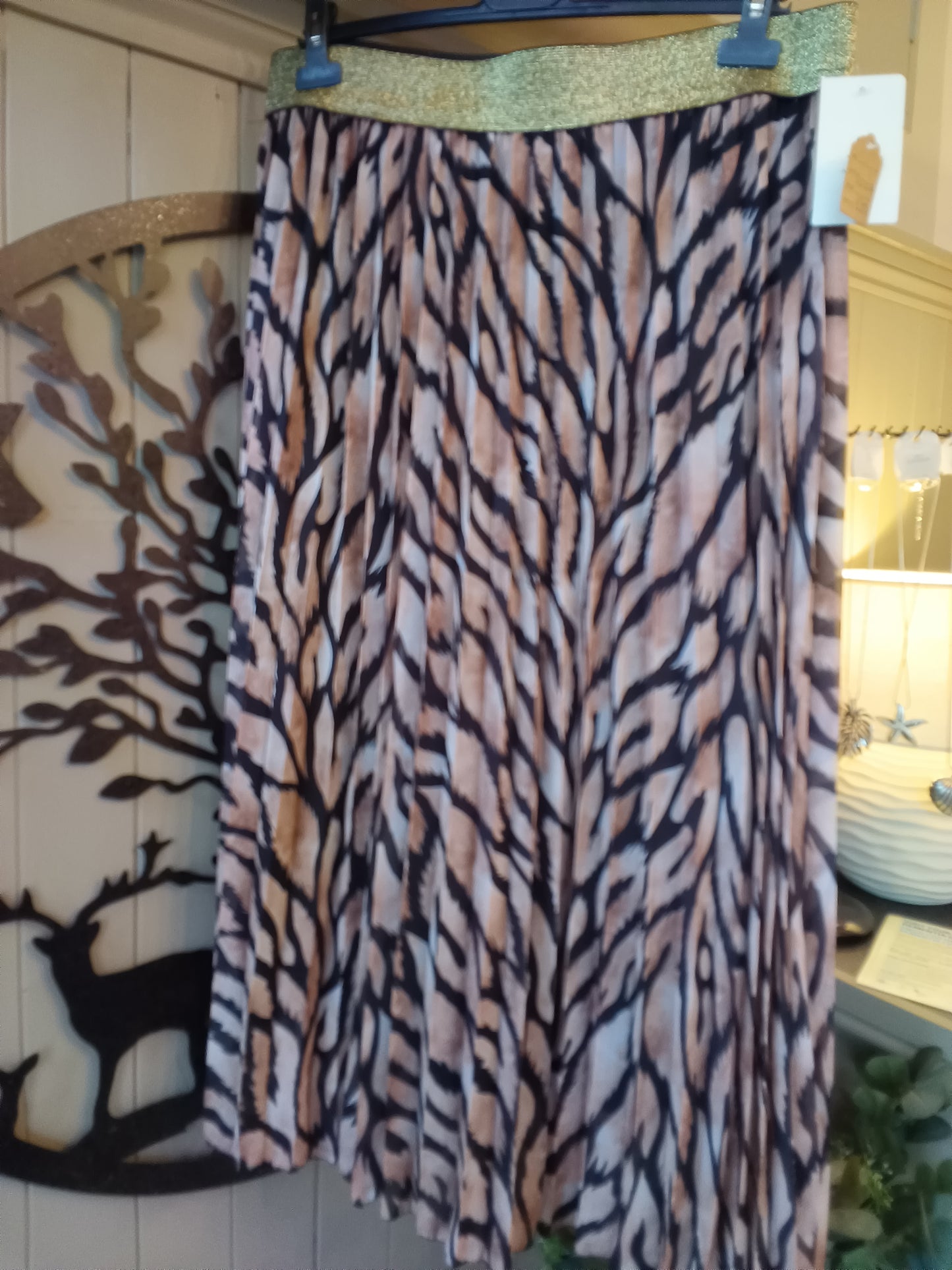 Tan & Black Pleated Skirt