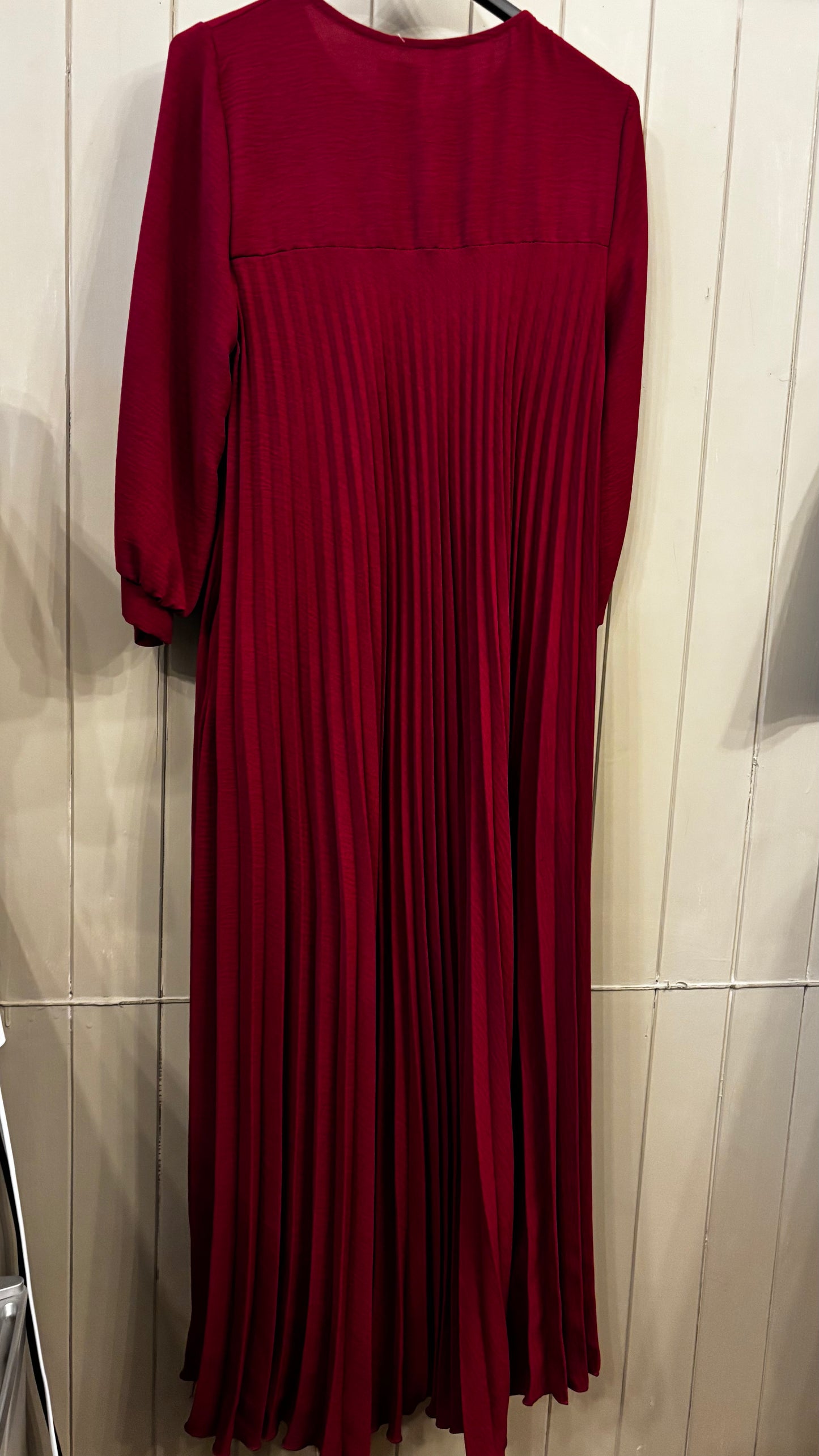 Burgundy Pleated Dress