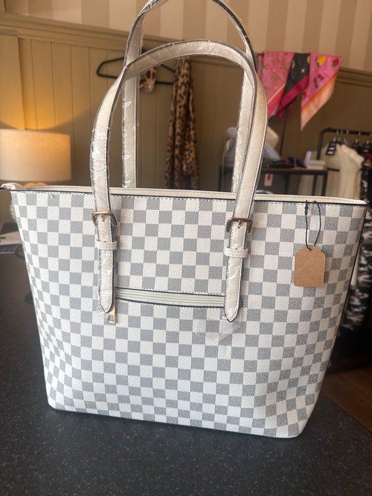 White Check Handbag