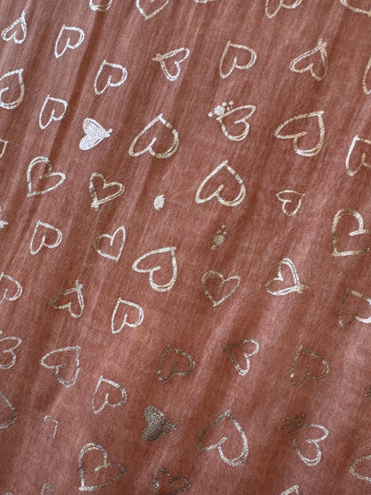 Pink & Silver Heart Scarf