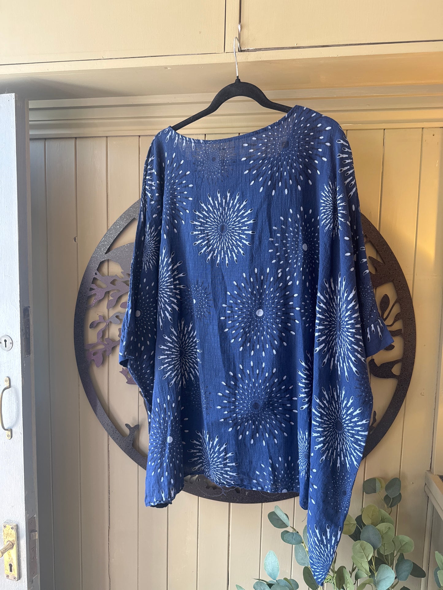 Navy Print Top