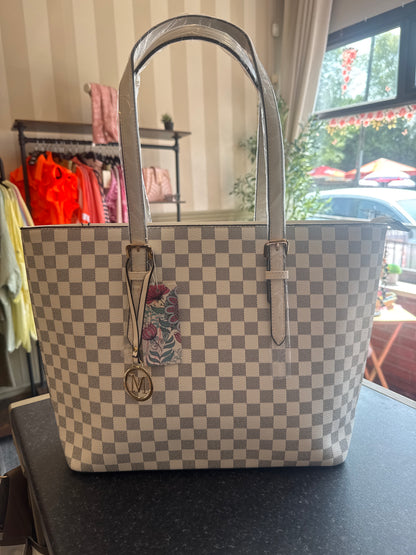 White Check Handbag