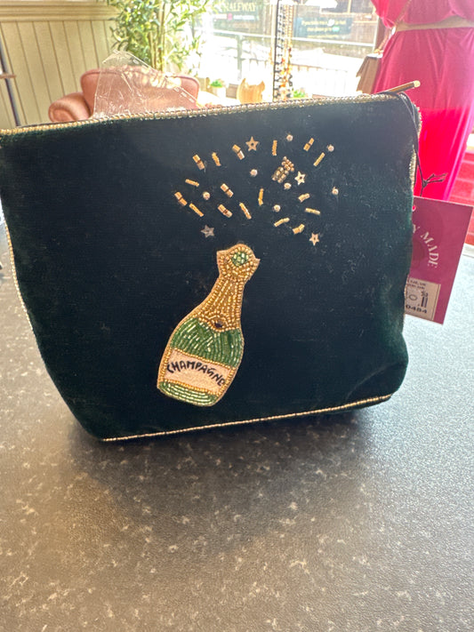 Beaded Champagne Make-Up Bag