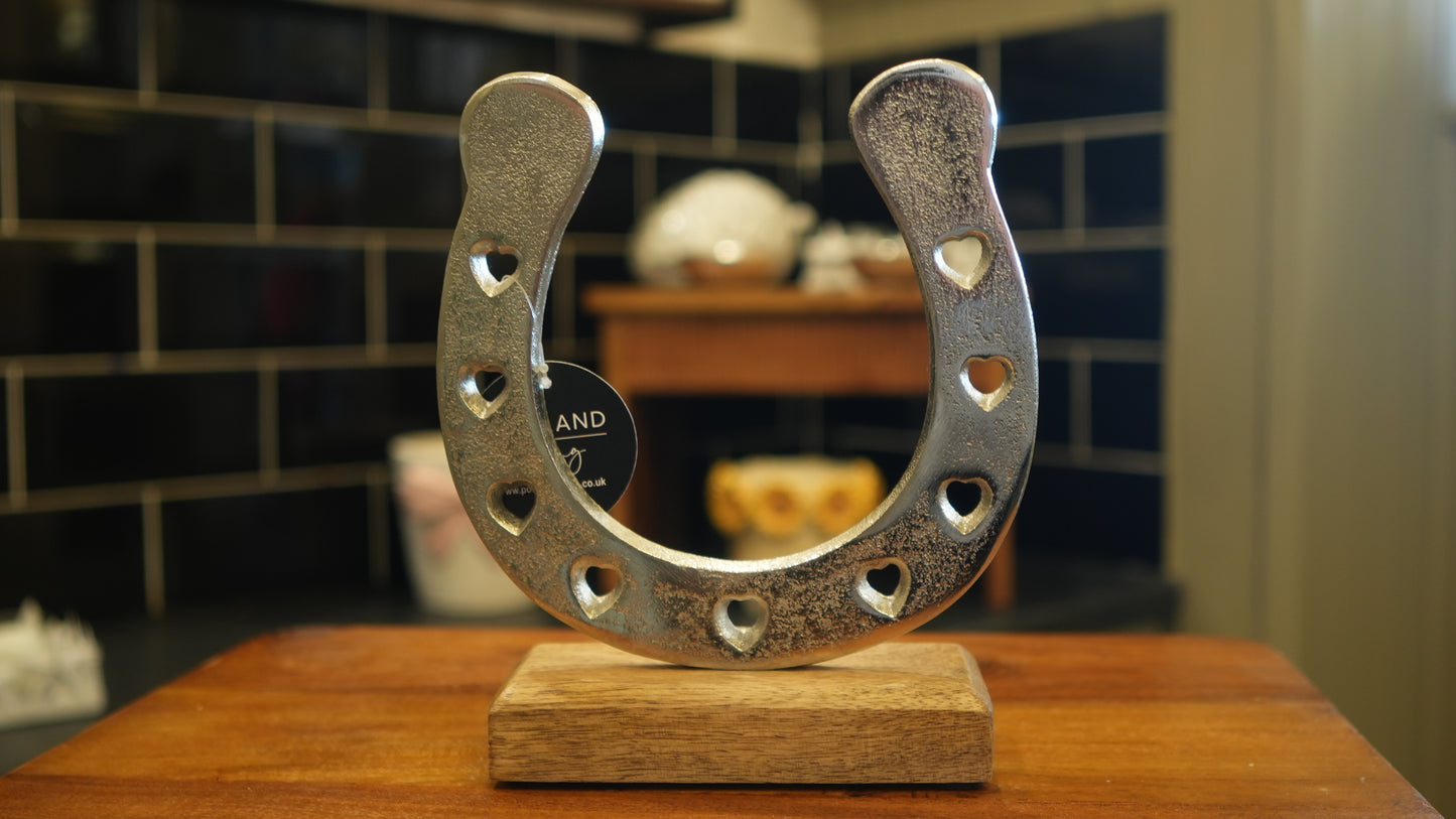 Horseshoe on a Wooden Base
