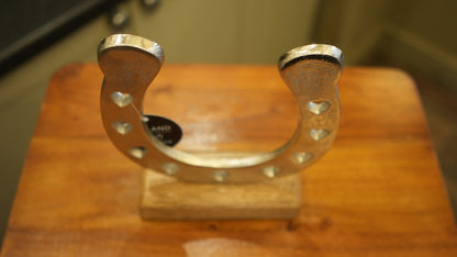Horseshoe on a Wooden Base