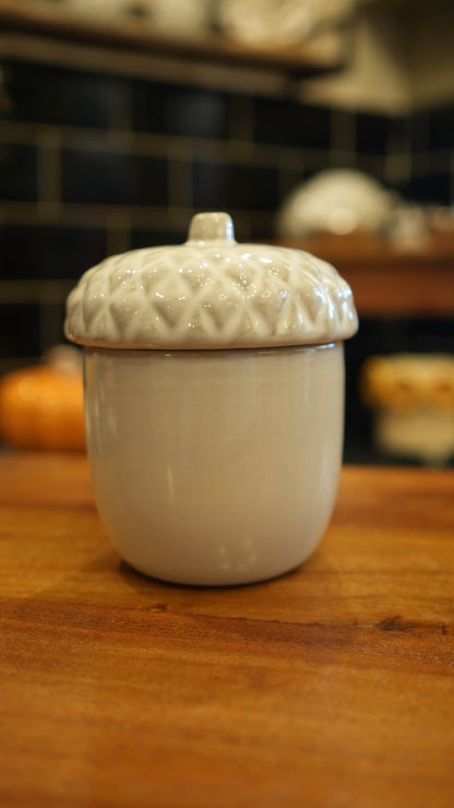 Autumn White Porcelain Pine Cone Candle
