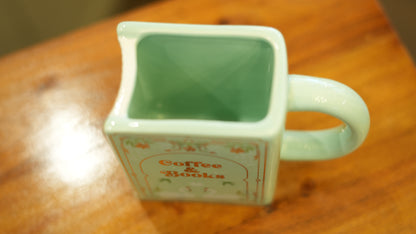 "Coffee & Books" Green Book Shaped Mug