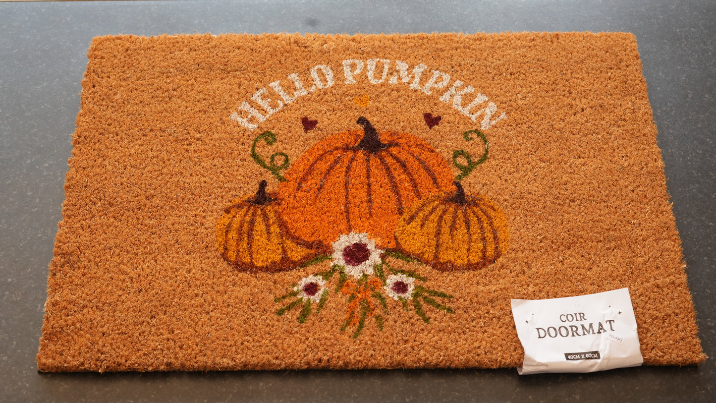 Natural Autumn Hello Pumpkin Doormat