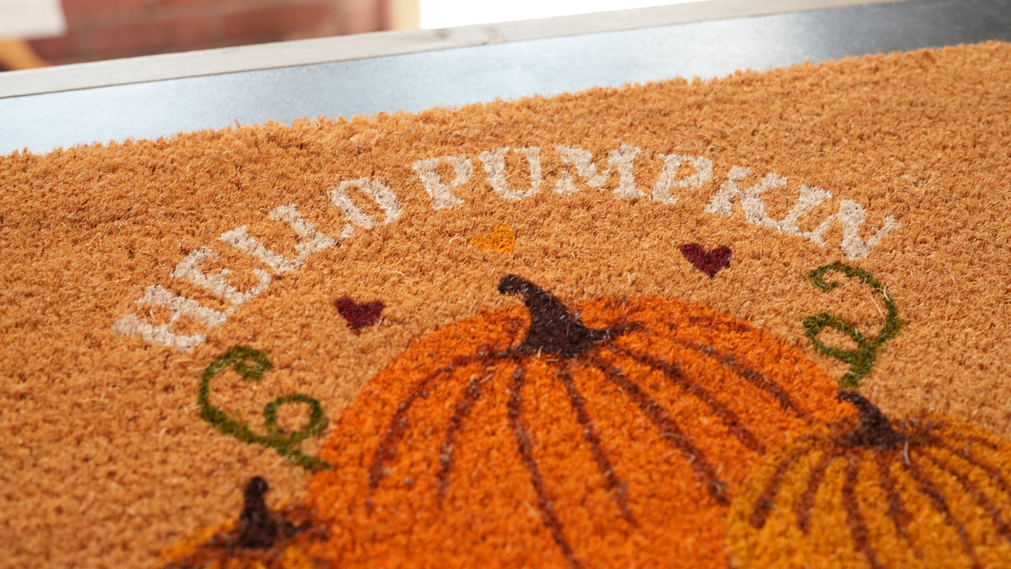 Natural Autumn Hello Pumpkin Doormat