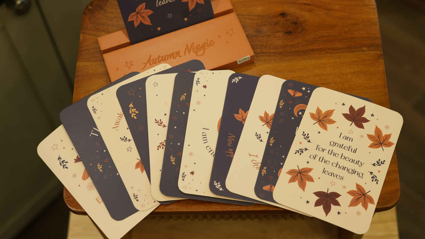 Autumn Magic Affirmation Cards with Wooden Stand