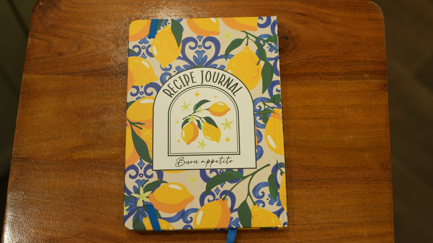 Italian Lemon Print A5 Recipe Journal