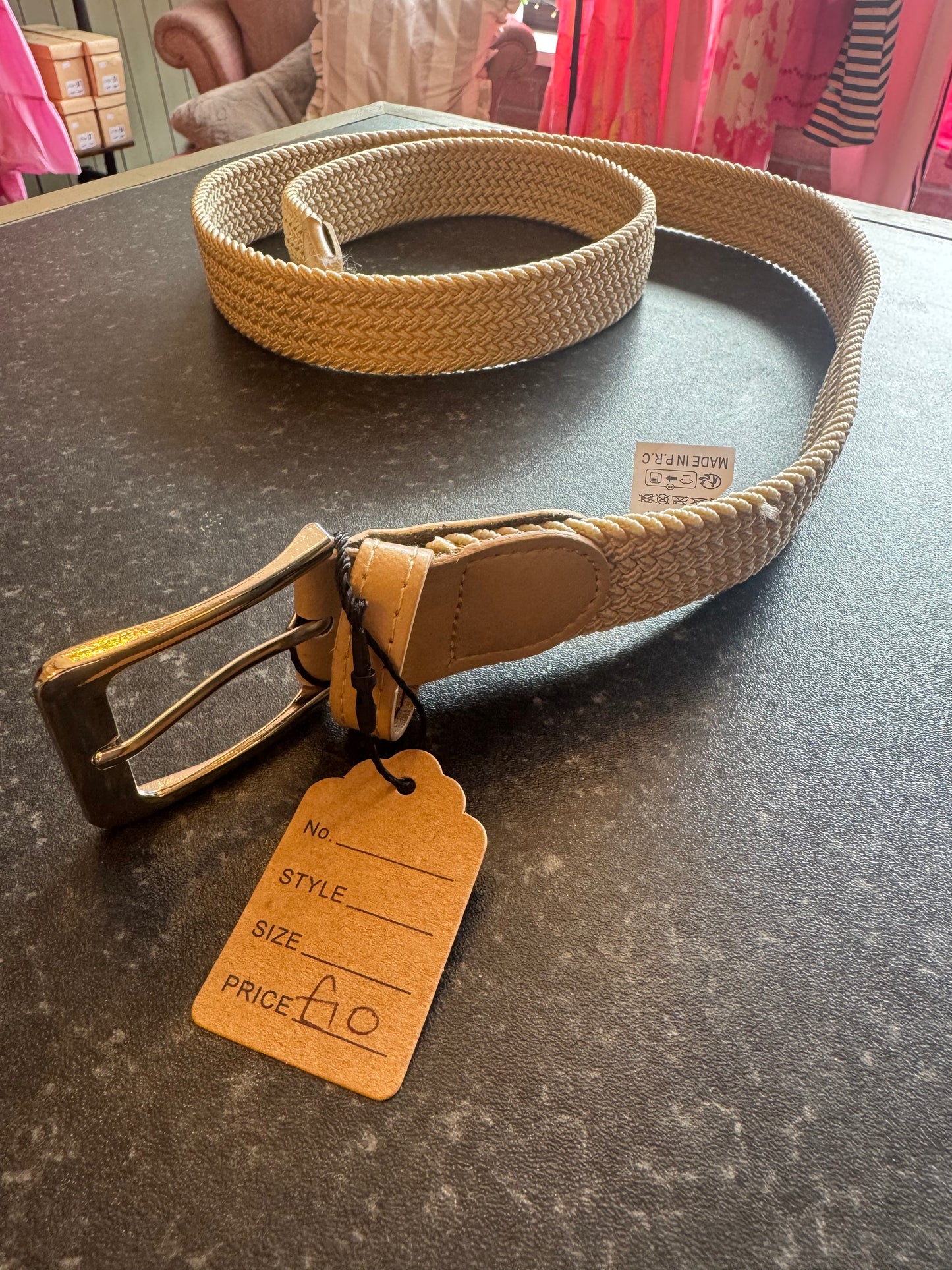 Cream Stretch Belt