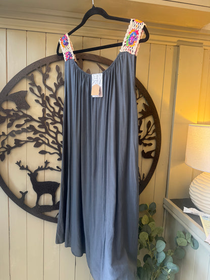 Grey Crochet Strap Dress