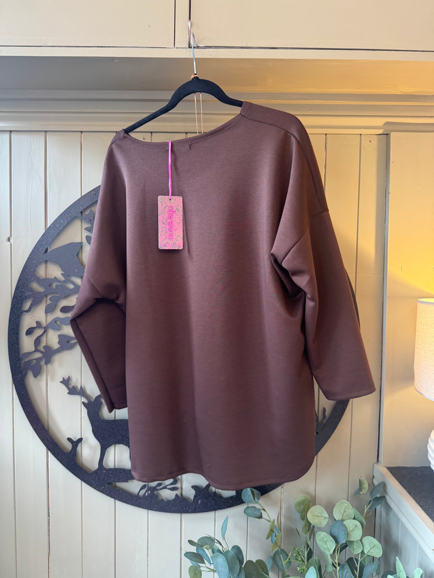 Chocolate Brown Top & Necklace