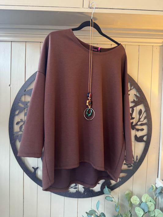 Chocolate Brown Top & Necklace