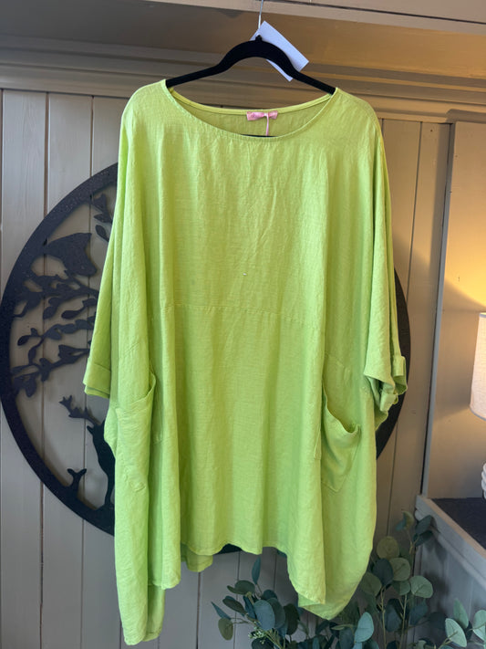 Lime Linen Top