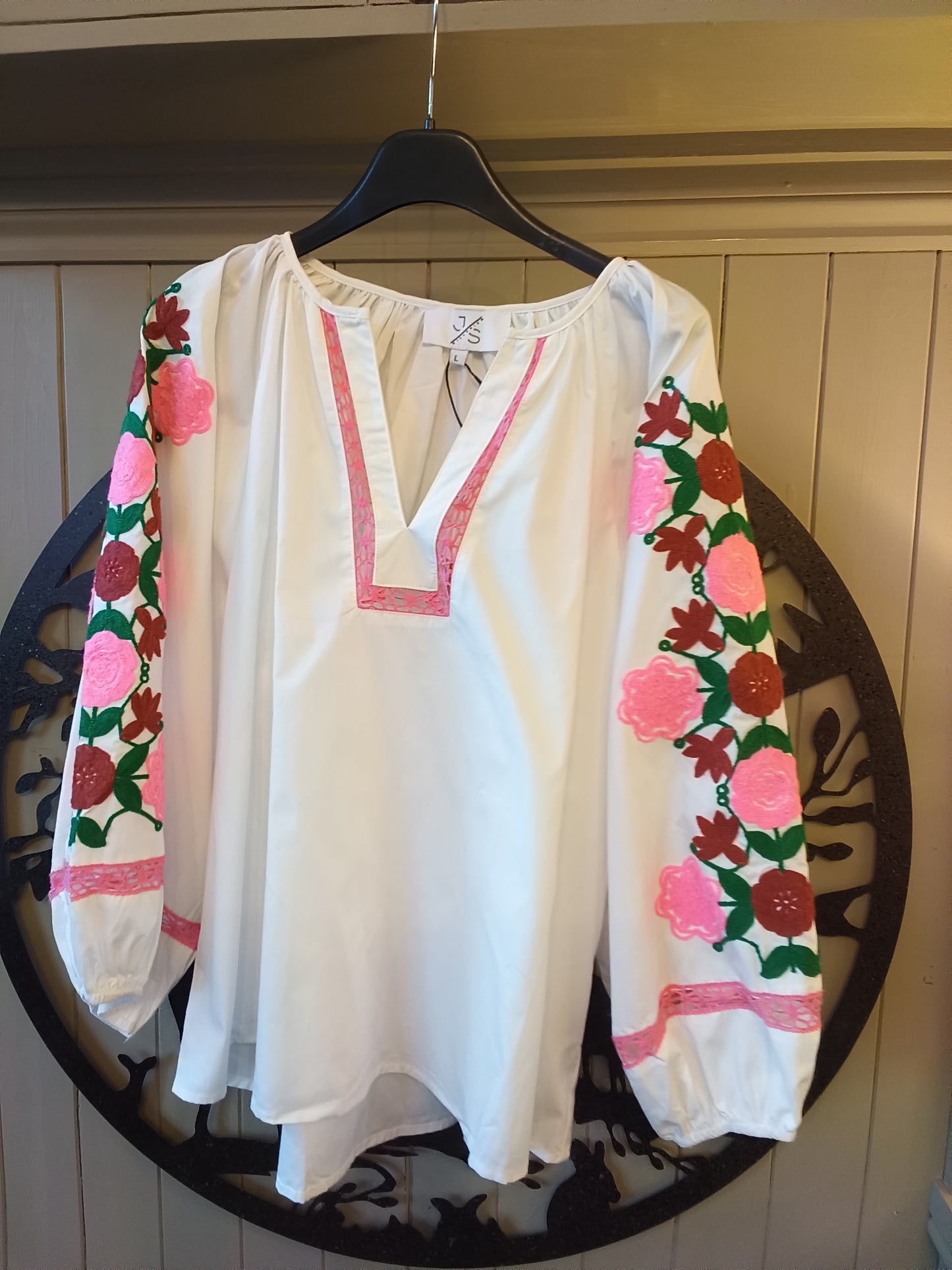 Embroidered Sleeve Top