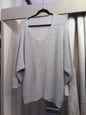 Grey V-Neck Crochet Jumper