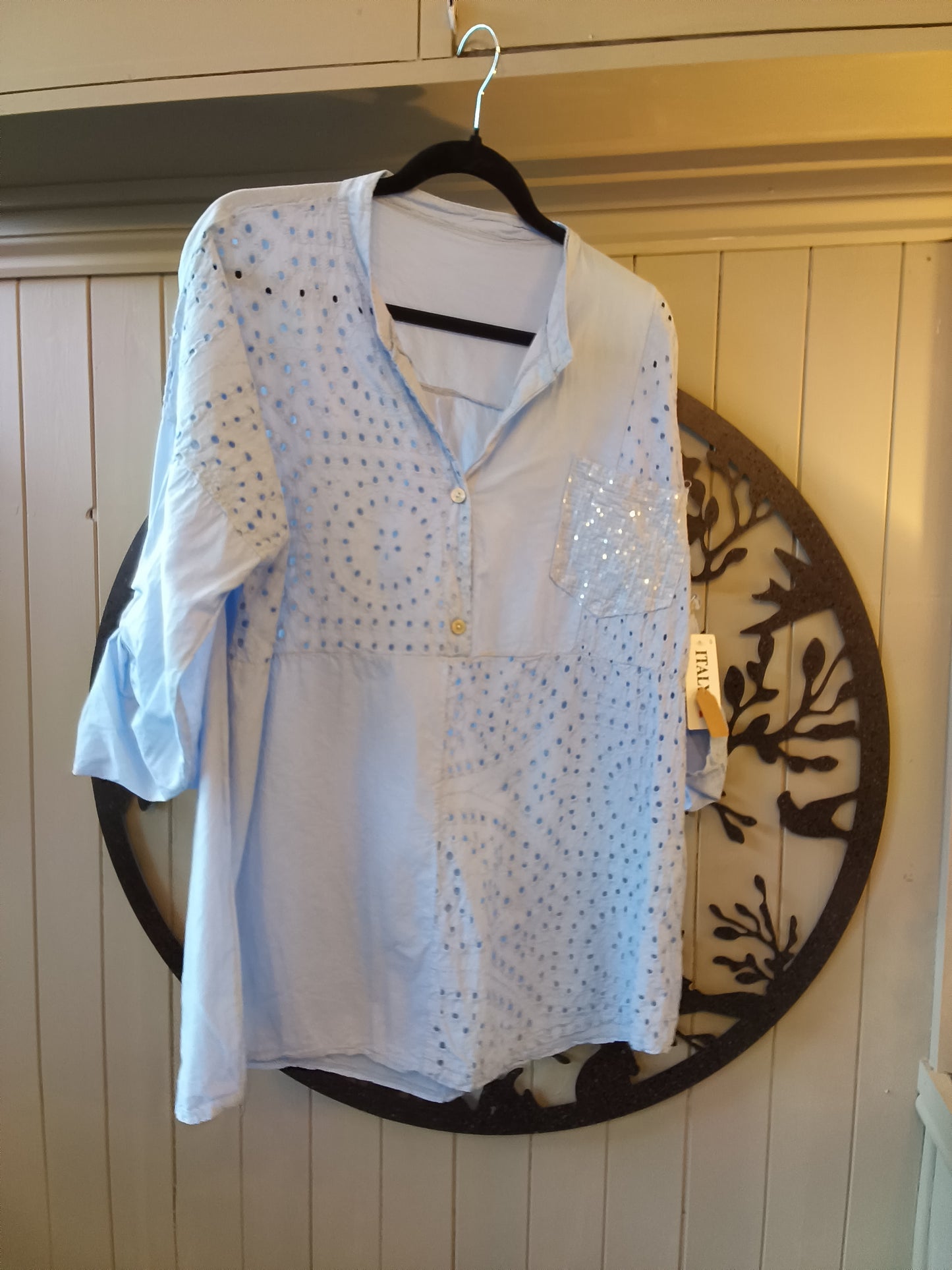 Broderie Anglaise Sequin Pocket Shirt