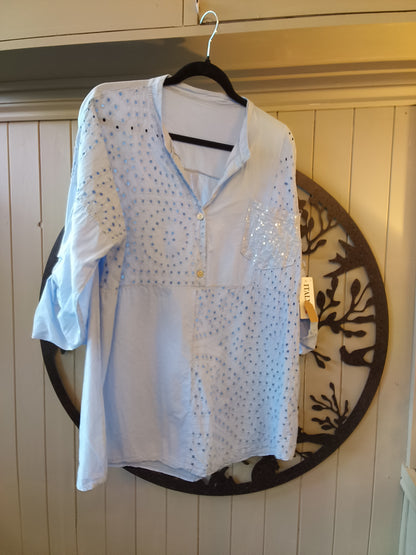 Broderie Anglaise Sequin Pocket Shirt