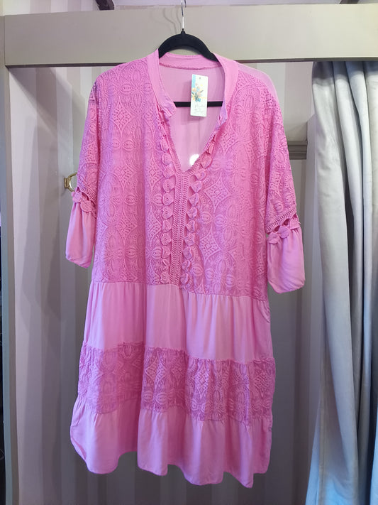 Pink Crochet Dress