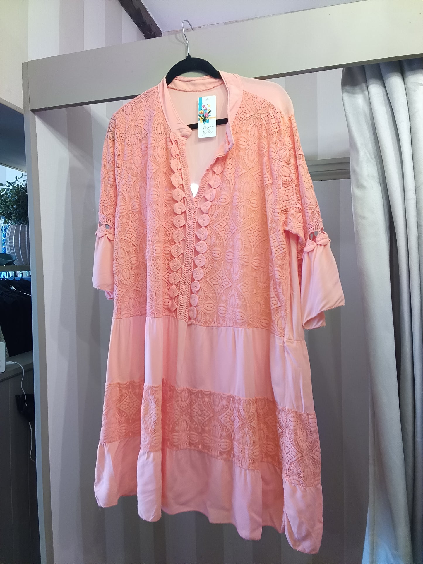 Coral Crochet Dress