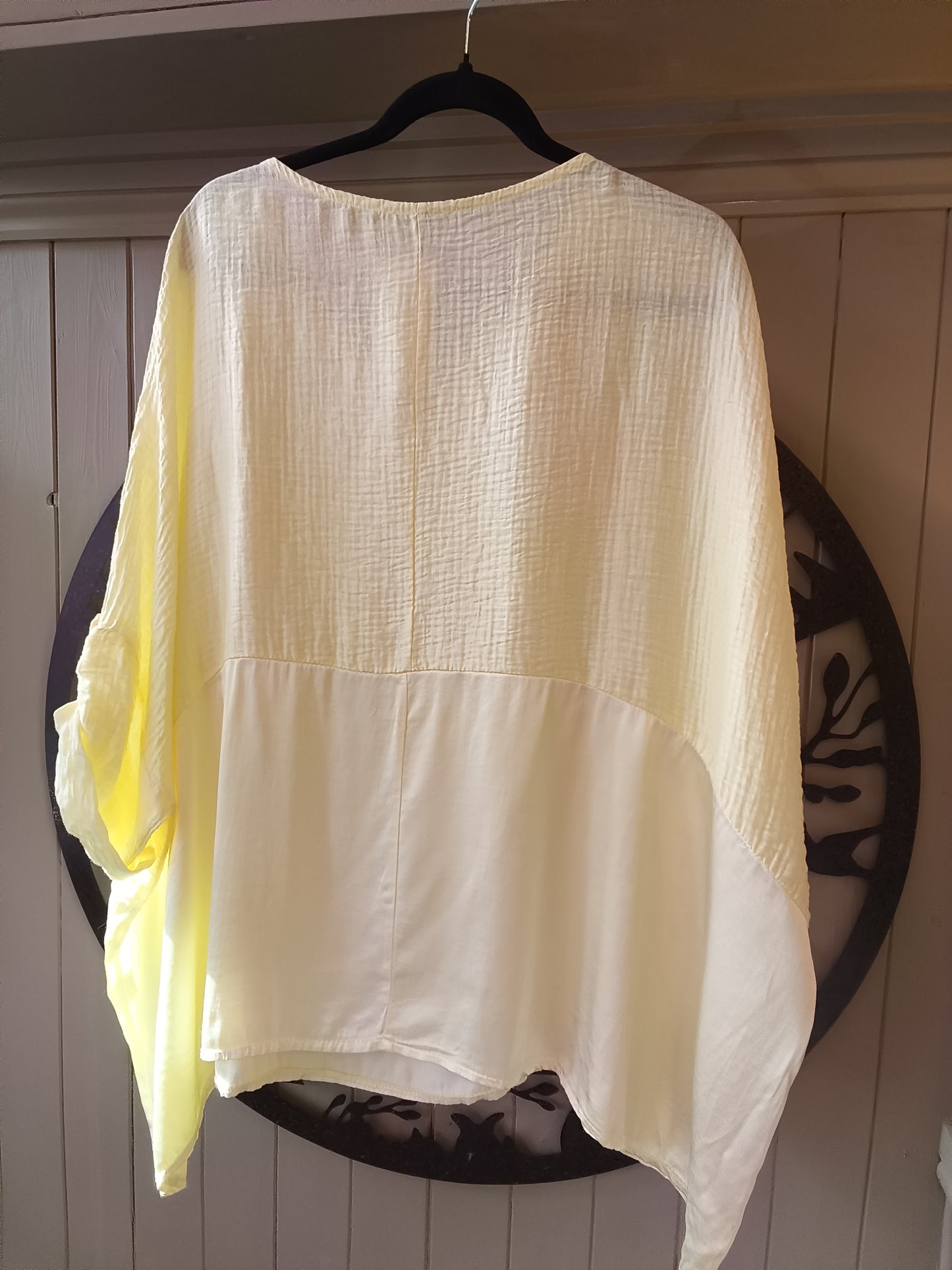 Lemon Satin and Waffle Top