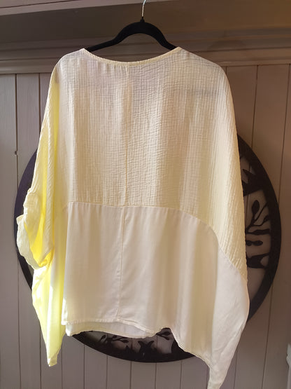 Lemon Satin and Waffle Top