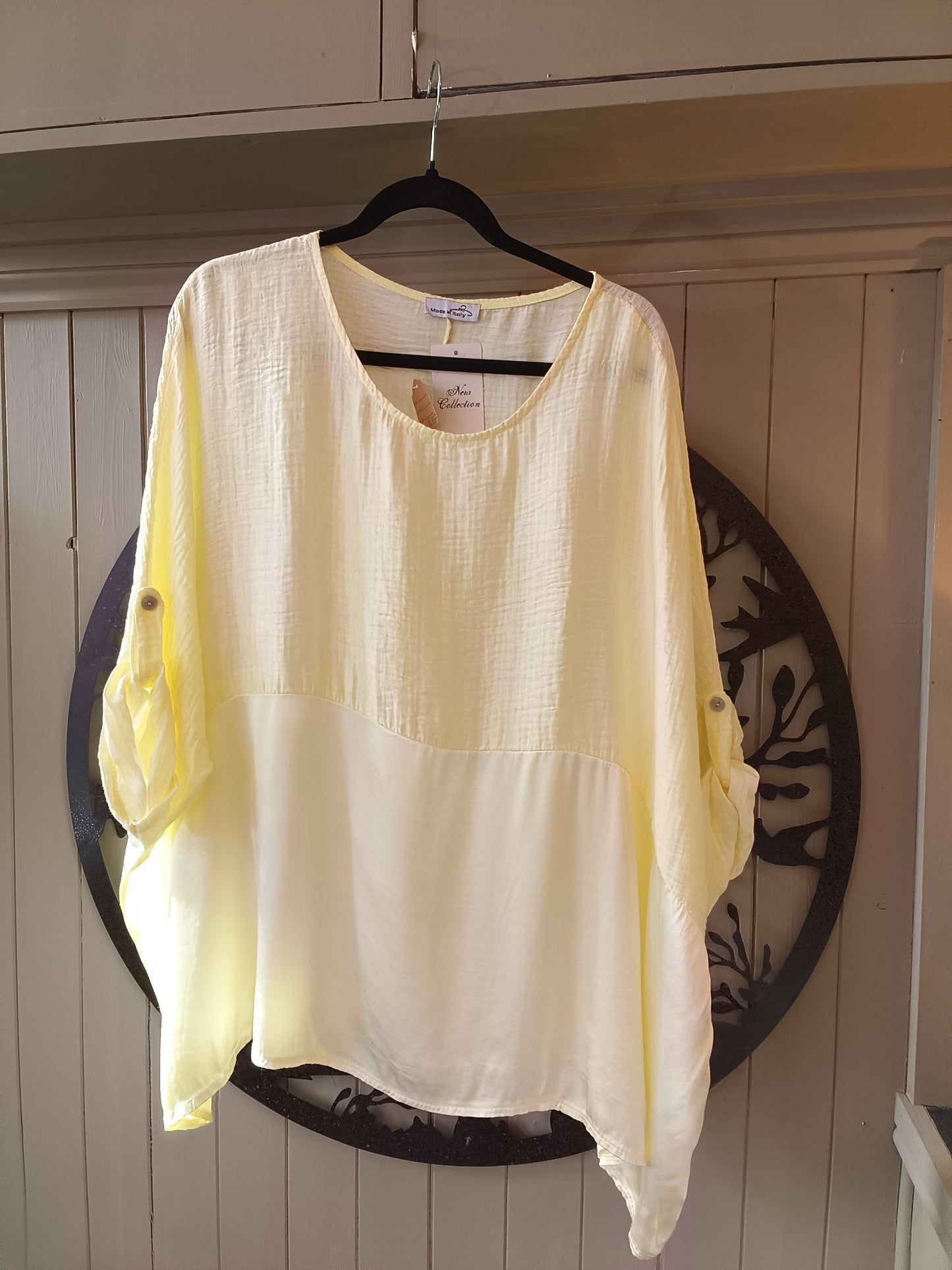 Lemon Satin and Waffle Top