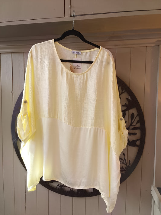 Lemon Satin and Waffle Top