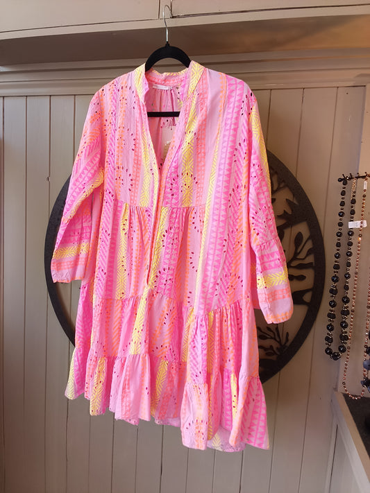 Pink & Orange Tiered Dress