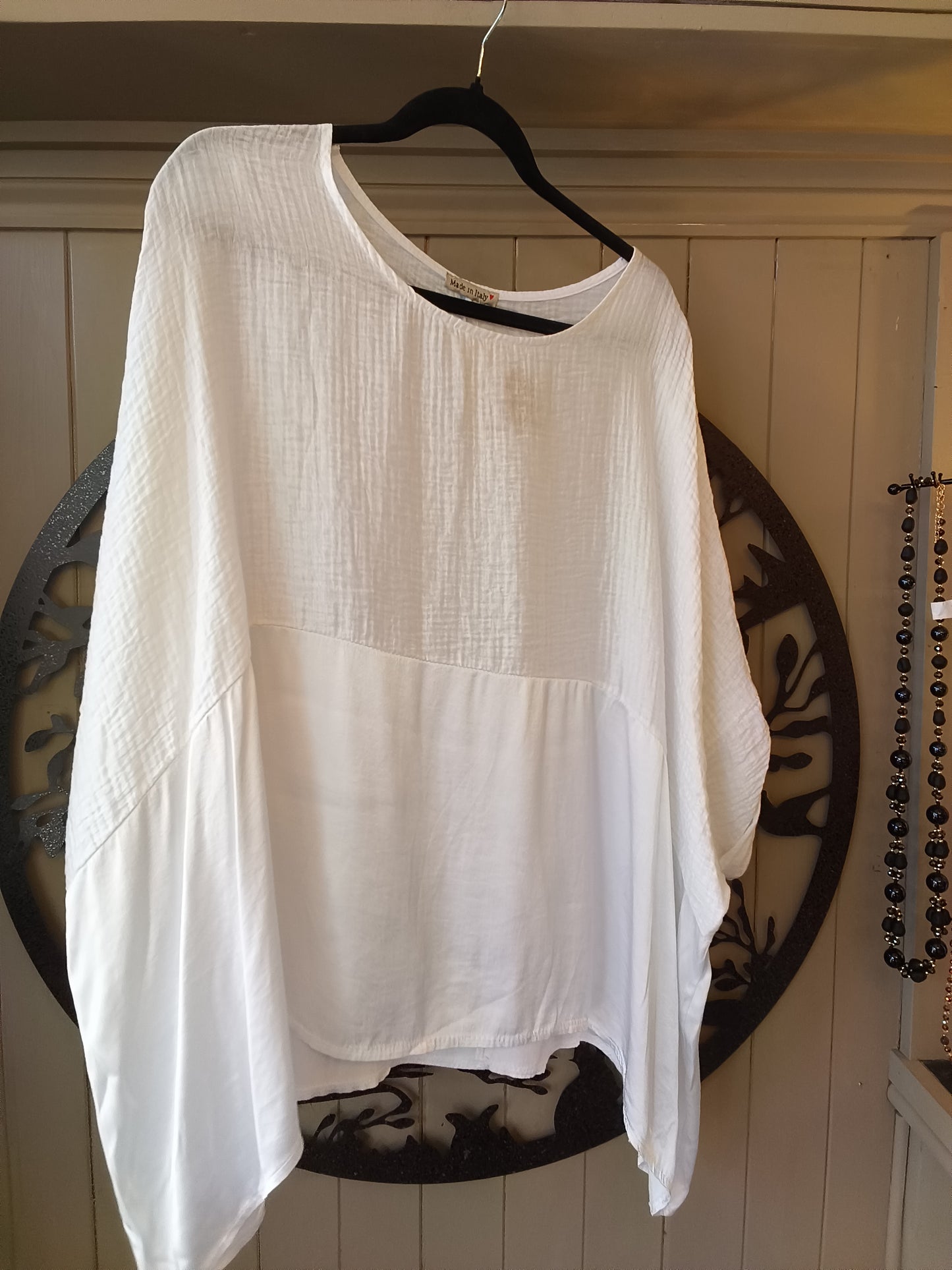 White Waffle and Satin Top