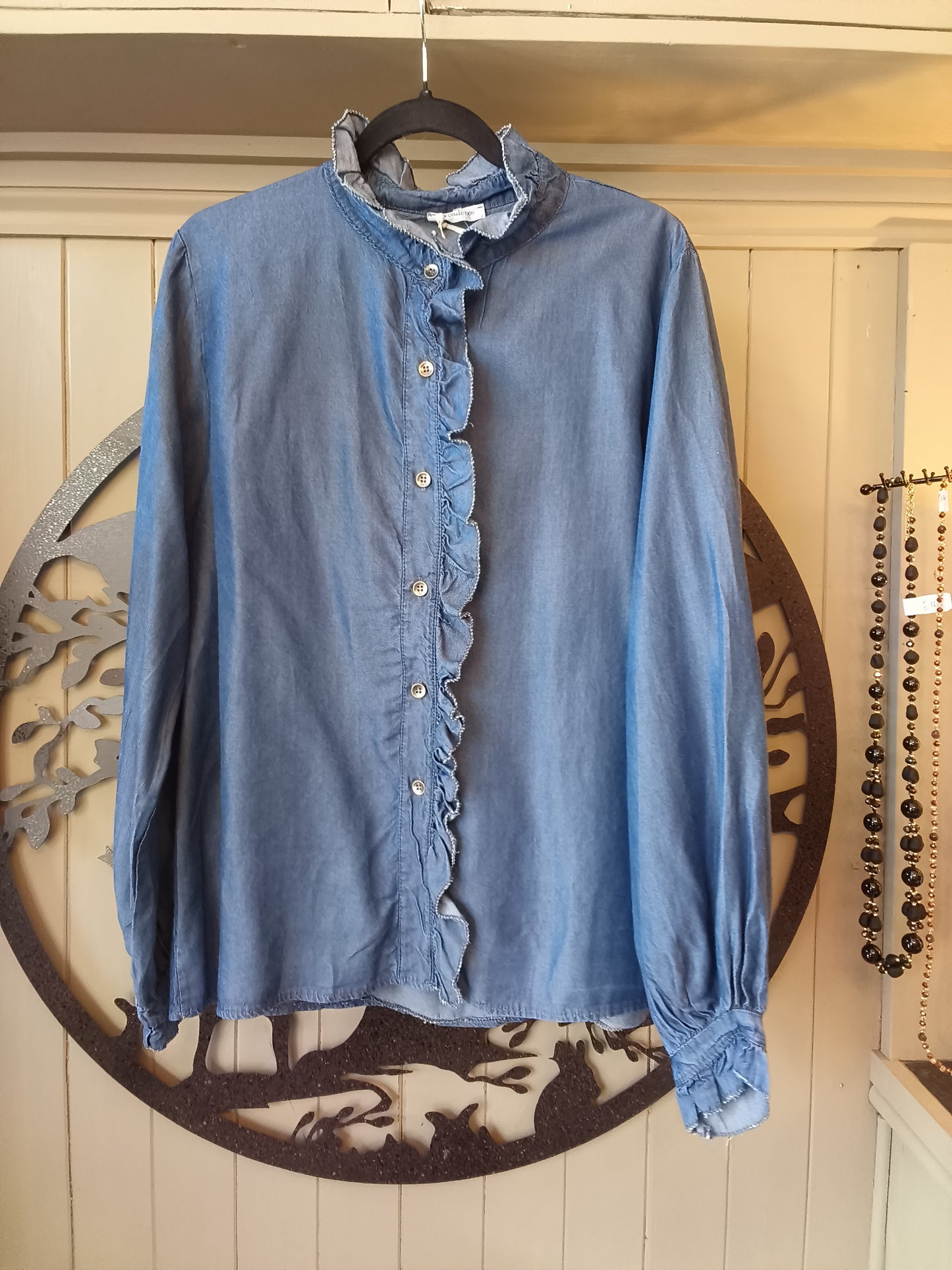 High Neck Denim Shirt