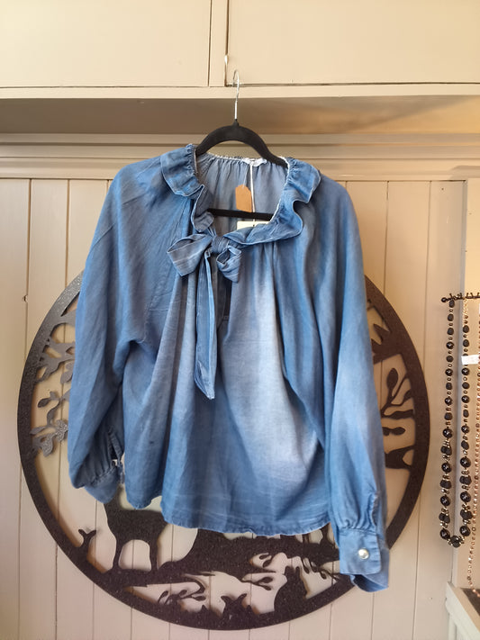 Denim Long Sleeve Blouse