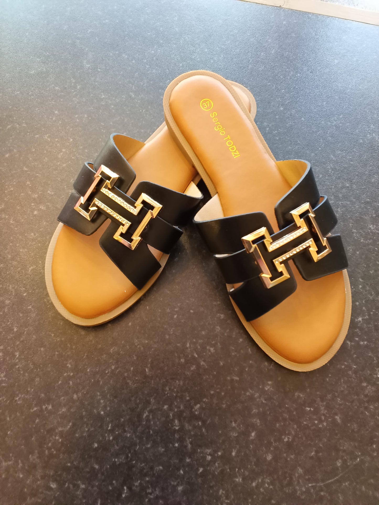 Black 'H' Sandals