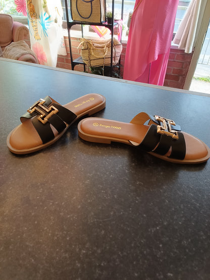 Black 'H' Sandals