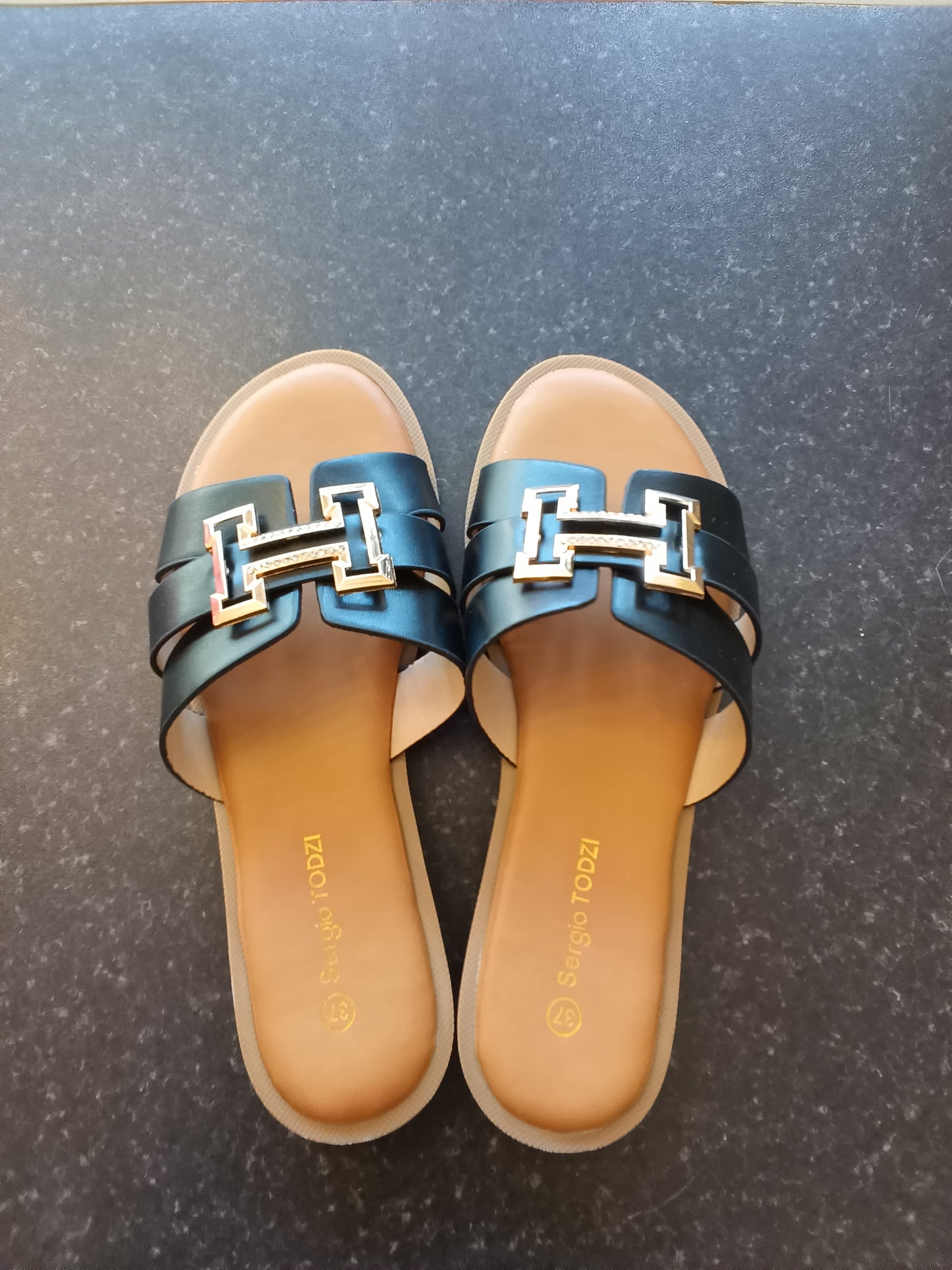 Black 'H' Sandals
