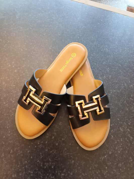 Black 'H' Sandals