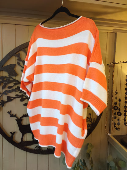 Orange & White Striped Top