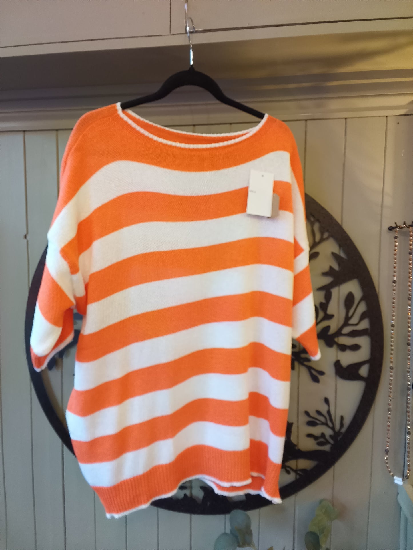 Orange & White Striped Top