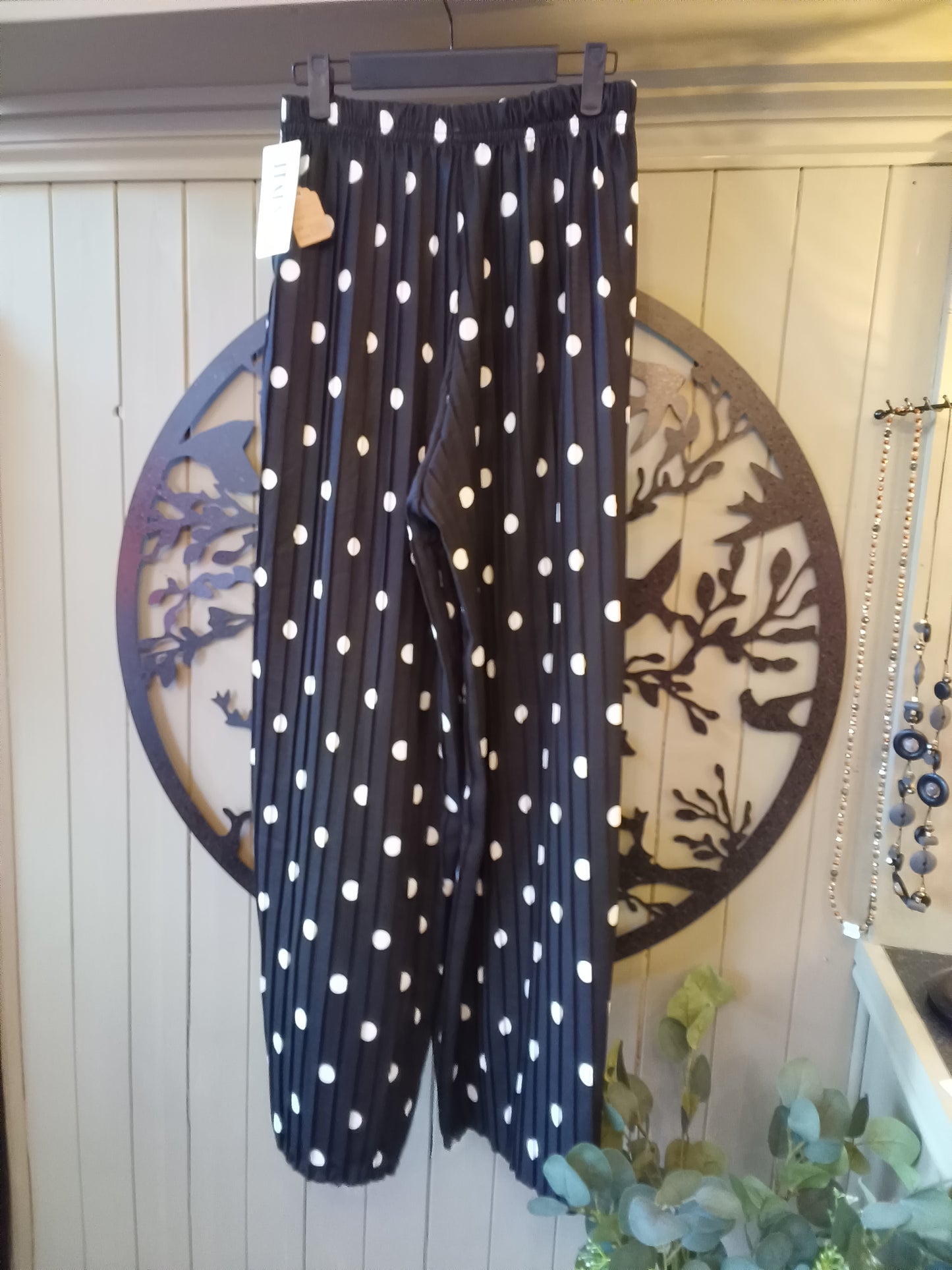 Black & White Spotted Pleated Trousers