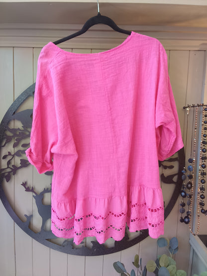 Pink Frill Hem Top