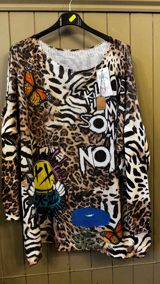Grafitti Print Jumper