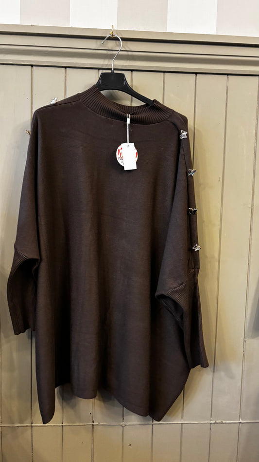 Chocolate Brown Funnel Neck Jumper