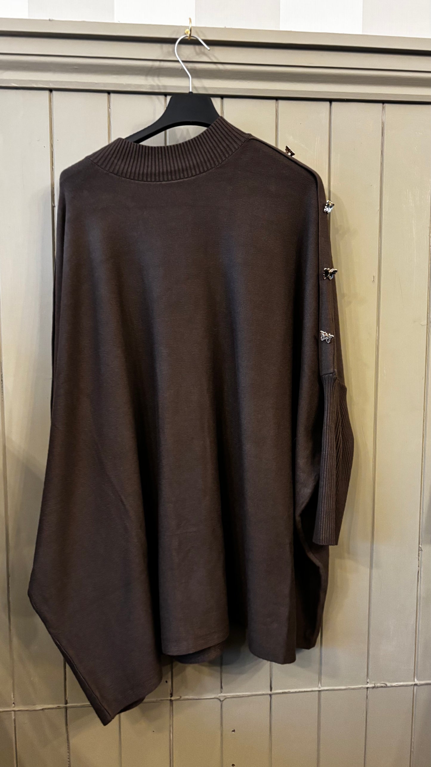 Chocolate Brown Funnel Neck Jumper