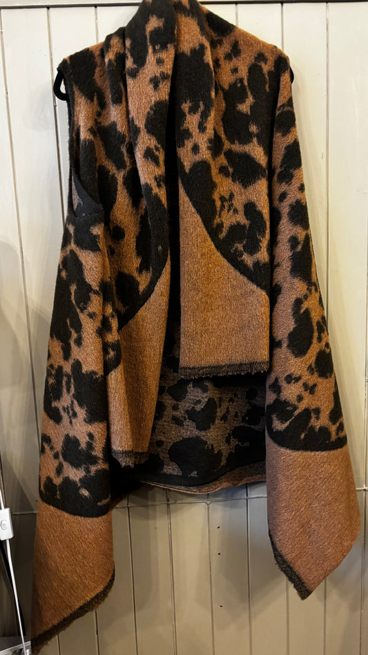 Animal Print Long Line Waistcoat